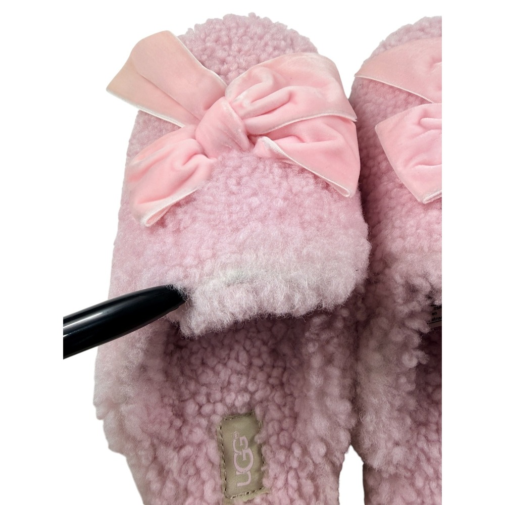 UGG Addison Velvet Bow Slipper Shell Pink Sherpa Mule 1098169 Womens 10 NEW - Picture 6 of 15